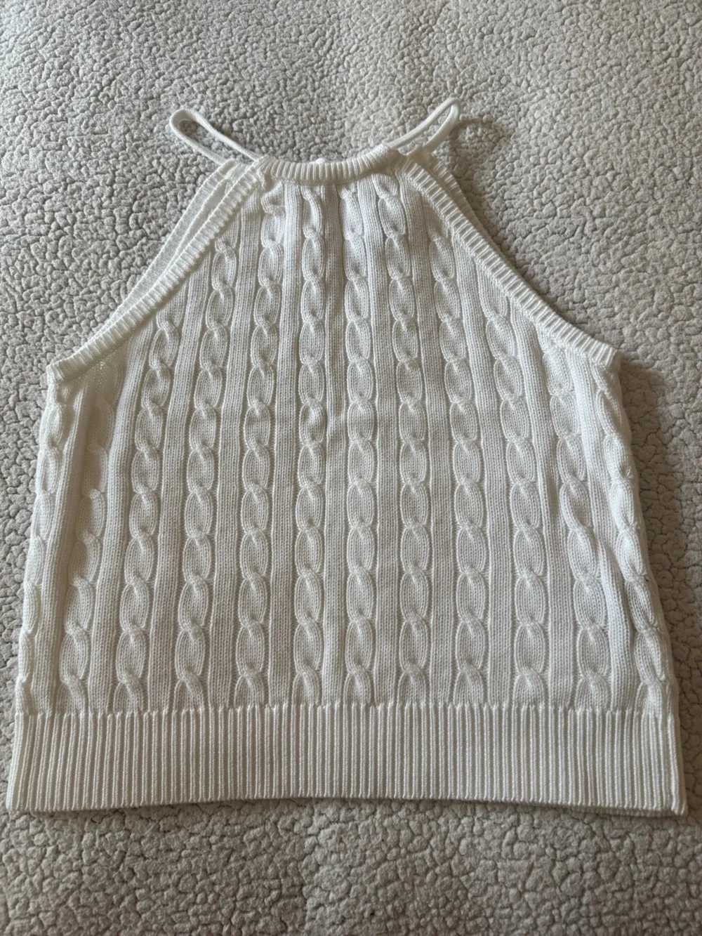 Ralph Lauren Blue Label White Cable-Knit Sleeveless Halter-Neck Tie Top Size L - Picture 3 of 8